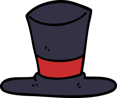 Bir insan tarafından çizilmiş karikatür silindir şapka.