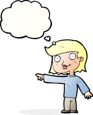 Bir insan tarafından çizilmiş düşünce balonlu bir çizgi film karakteri.