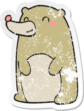 Bir insan tarafından çizilmiş şirin bir ayının sıkıntılı çıkartması.