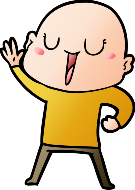 Bir insan tarafından çizilmiş mutlu, kel adam.