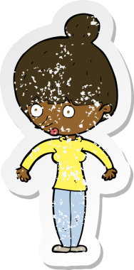 Bir insan tarafından çizilmiş karikatür kadın etiketi.