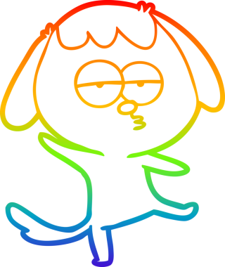 gökkuşağı gradyan çizgi çizimi bir insan tarafından çizilmiş sıkılmış bir köpek