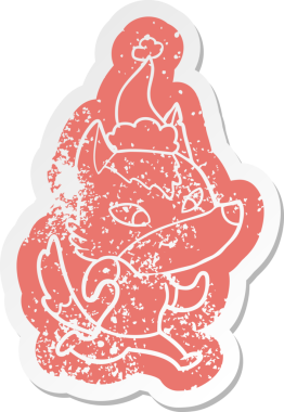 Dost canlısı çizgi film, Noel Baba şapkası takan bir kurdun insan tarafından çizilmiş çıkartması.