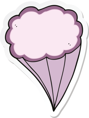 Bir insan tarafından çizilmiş karikatür dekoratif bulut çıkartması.