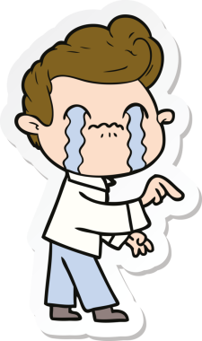 Bir insan tarafından çizilmiş, ağlayan bir çizgi film karakterinin çıkartması.