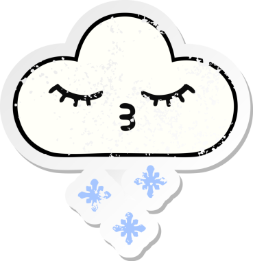 Bir insan tarafından çizilmiş tatlı bir karikatür kar bulutunun sıkıntılı çıkartması