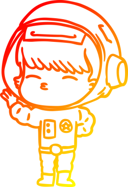 Bir insan tarafından çizilen çizgi film meraklısı astronotun sıcak gradyan çizimi