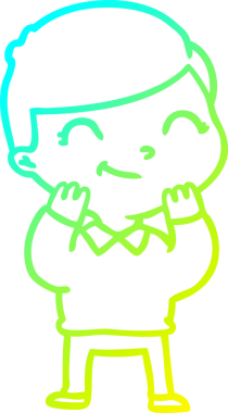 Bir insan tarafından çizilmiş gülümseyen çizgi film çocuğu çizimi.