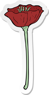 Bir insan tarafından çizilmiş bir gelinciğin çıkartması.