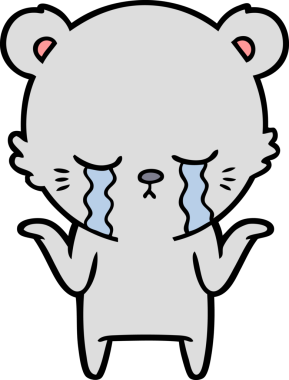 Bir insan tarafından çizilmiş ağlayan ayı karikatürü.