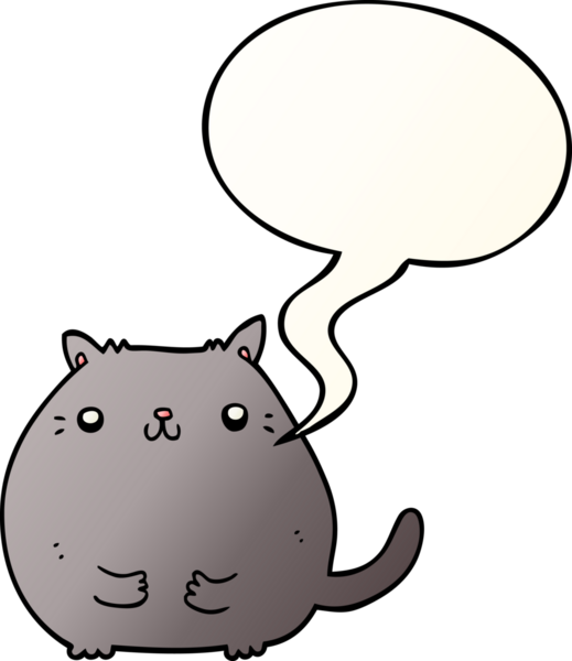 bir insan tarafından çizilmiş yumuşak eğimli konuşma baloncuklu çizgi film kedisi