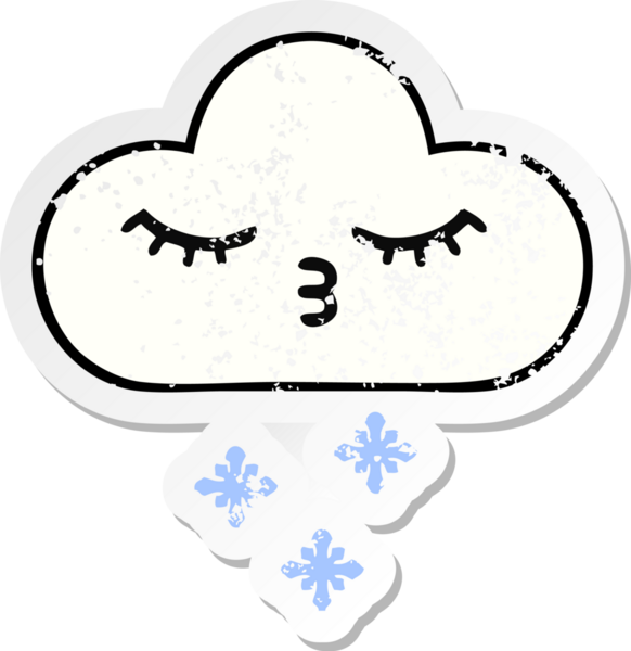 Bir insan tarafından çizilmiş tatlı bir karikatür kar bulutunun sıkıntılı çıkartması