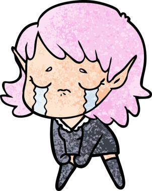 Bir insan tarafından çizilmiş ağlayan elf kızı.