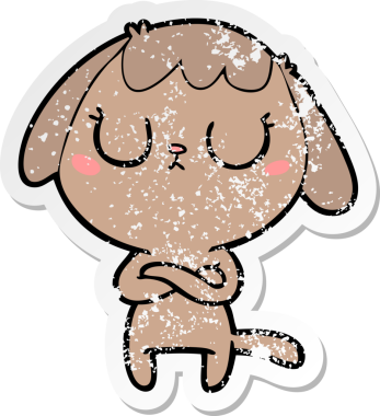 Bir insan tarafından çizilmiş şirin bir köpeğin sıkıntılı çıkartması.