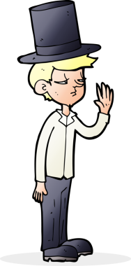 Bir insan tarafından çizilmiş silindir şapkalı bir adam.