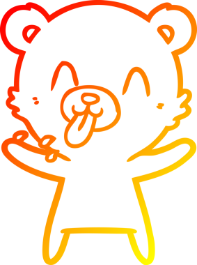 Bir insanın çizdiği dilden çıkan kaba bir kutup ayısının sıcak çizgi çizimi.