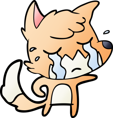 Bir insan tarafından çizilmiş ağlayan tilki çizgi filmi.