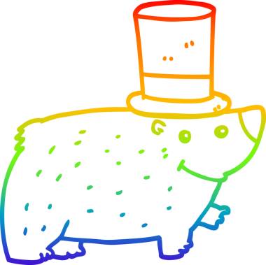 Bir insan tarafından çizilmiş silindir şapkalı bir ayının çizgi çizimi.