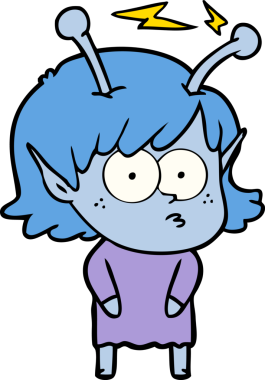 Bir insan tarafından çizilmiş uzaylı kız.