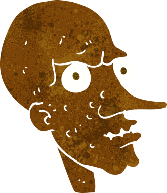 Bir insan tarafından çizilmiş kötü yaşlı adam çizgi filmi.