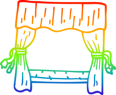 gökkuşağı gradyanı çizgi film penceresinin bir insan tarafından çizilmiş perdeleri.