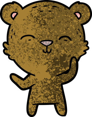 Bir insan tarafından çizilmiş mutlu çizgi film ayısı.