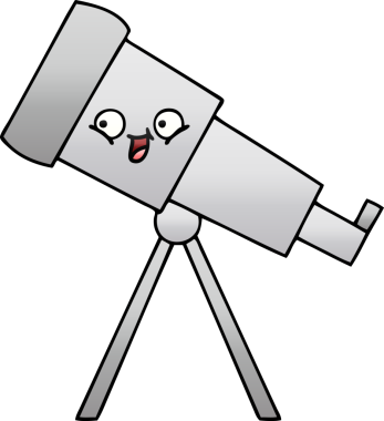 Bir insan tarafından çizilmiş bir teleskobun gölgelenmiş karikatürü
