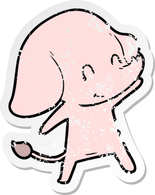 Bir insan tarafından çizilmiş şirin bir filin sıkıntılı çıkartması