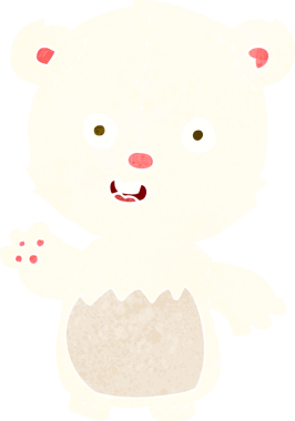 Bir insan tarafından çizilmiş kutup ayısı yavrusunu sallayan çizgi film.