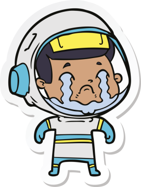 Bir insan tarafından çizilmiş ağlayan bir astronotun çıkartması.
