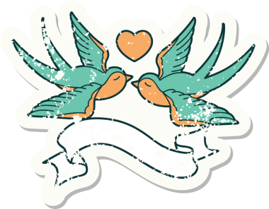 Kırlangıç sancağıyla eski bir etiket ve bir insan tarafından çizilmiş bir kalp.