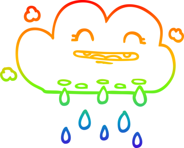 Bir insan tarafından çizilen yağmur bulutunun gökkuşağı gradyanı çizimi