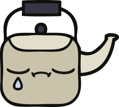 Bir insan tarafından çizilmiş tatlı bir çaydanlık karikatürü.