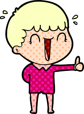 Bir insan tarafından çizilmiş gülen karikatür adam.