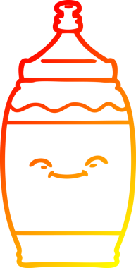 Bir insan tarafından çizilen mutlu su şişesinin sıcak çizgi çizimi