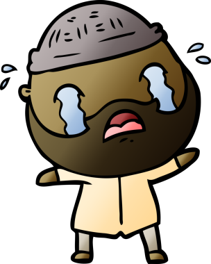 Çizgi film sakallı adam bir insan tarafından çizilmiş ağlıyor.