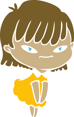 Bir insan tarafından çizilmiş düz renkli karikatür kadın