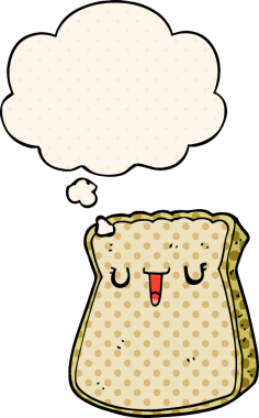 Çizgi roman tarzında bir insan tarafından çizilmiş bir ekmek dilimi.