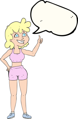 Mutlu jimnastik salonundaki kadın bir insan tarafından çizilmiş.