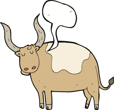 bir insan tarafından çizilmiş konuşma baloncuklu çizgi film öküzü