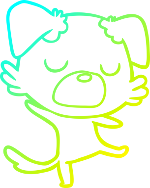 Bir insan tarafından çizilen çizgi film köpeğinin soğuk gradyan çizgisi.