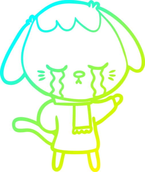 Bir insan tarafından çizilmiş ağlayan şirin bir köpek yavrusu çizimi.