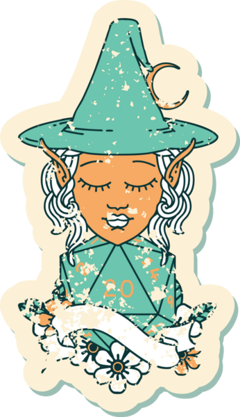 Retro Dövme Biçimli elf karakteri Bir insan tarafından çizilmiş doğal yirmi zar atışıyla