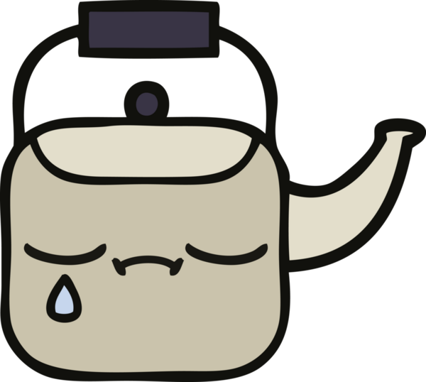 Bir insan tarafından çizilmiş tatlı bir çaydanlık karikatürü.