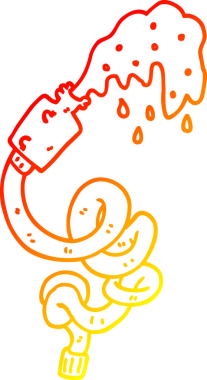 Bir insan tarafından çizilmiş çizgi film hortumunun sıcak gradyan çizimi