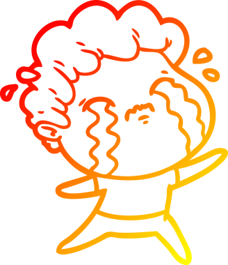 Bir insan tarafından çizilmiş ağlayan bir çizgi film karakteri çizimi.