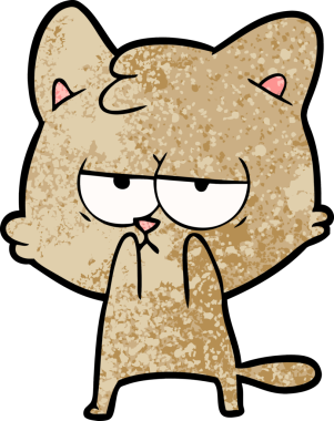 Bir insan tarafından çizilmiş sıkıcı çizgi film kedisi.