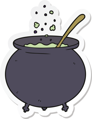 Bir insan tarafından çizilmiş bir cadı kazanı çıkartması.