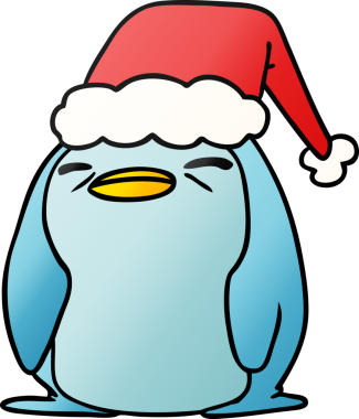 Bir insan tarafından çizilmiş Kawaii pengueninin el çizimi gradyanı.