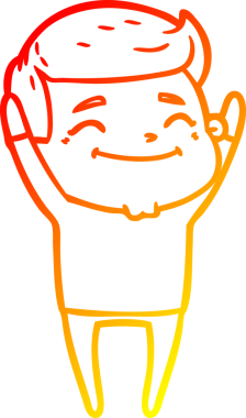 Bir insan tarafından çizilmiş mutlu bir çizgi film karakteri çizimi.